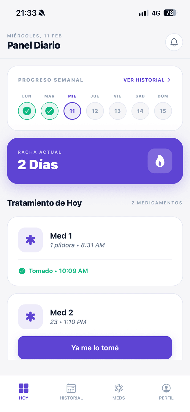 Panel de recordatorios